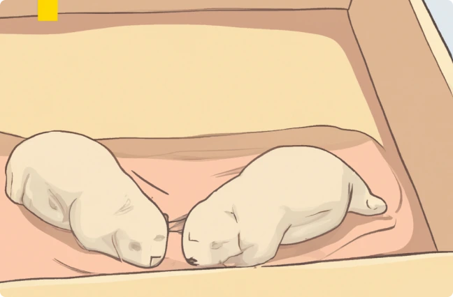 Puppies in a whelping box