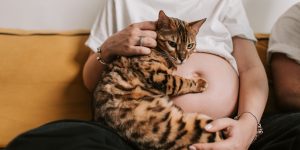 man holding cat