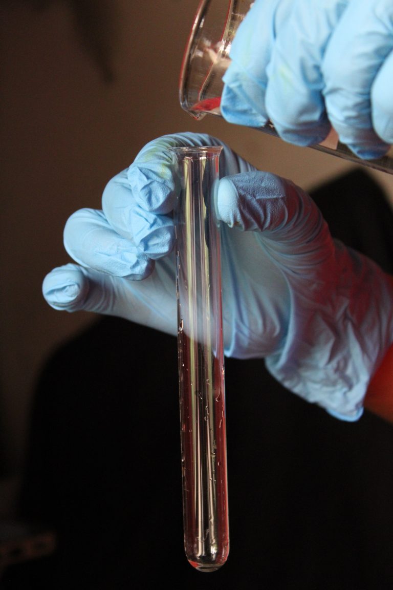 man taking a blood test
